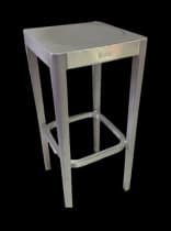 Emeco 1006 Navy backless stool in brushed aluminium