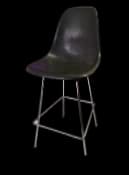 Modernica for Eames fibreglass bar stool in black on a chrome base