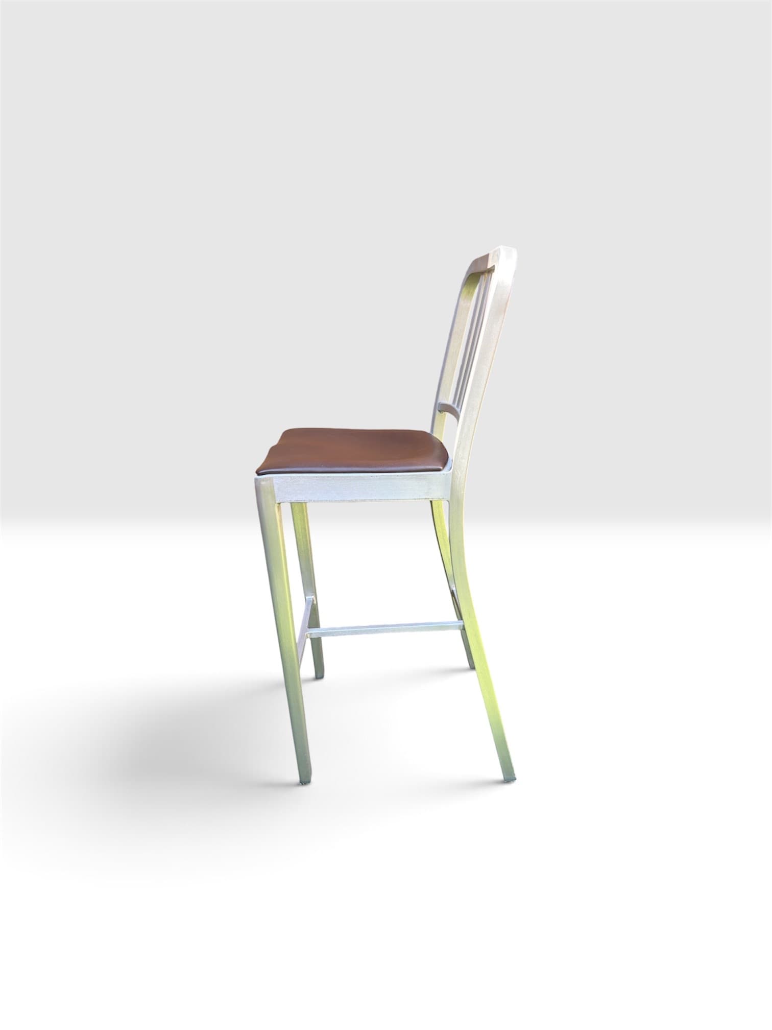 Emeco 111 counter bar stool in brushed aluminium